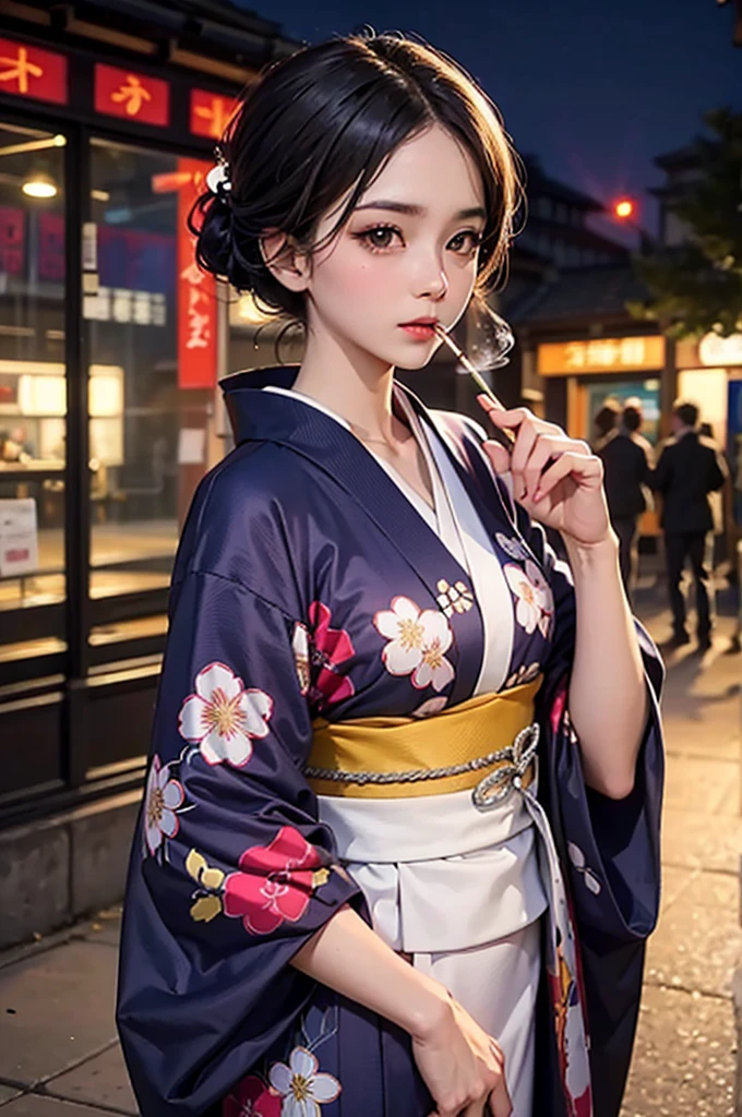 Young woman in yukata、Second dimension beautiful girl