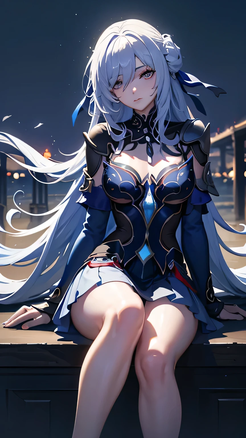 long and beautiful thighs and legs;sitting mistress pose; staring on sky; mini-skirt; full stockings; aesthetic; bohemian; realistic; skinny fit; emo; ; night winter city background; Dark fantasy ; focus on hips; goddess; beautiful solo girl; epic scene;