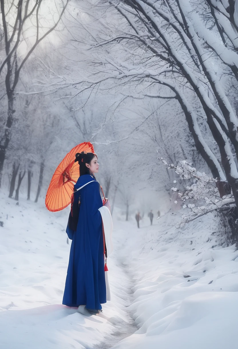 （Blurred foreground：Heavy snowfall：2.0，），（Plum petals fall：1.6），（Chinese Song dynasty beauties dancing：1.5），（snow landscape，realisticlying，??????? correct，Asian star face，ssmile，The hands and face are very delicate and clear），（Stand in the middle of a quaint courtyard，Plum tree，Flowing winter clothes of the Song Dynasty），（Bellows：1.5），（wide angles，Ultra HD details，Masterpiece, hyper HD, Super detail, High details, Best quality, A high resolution, Award-Awarded, 8K），（Chinese premium color scheme，电影灯光）