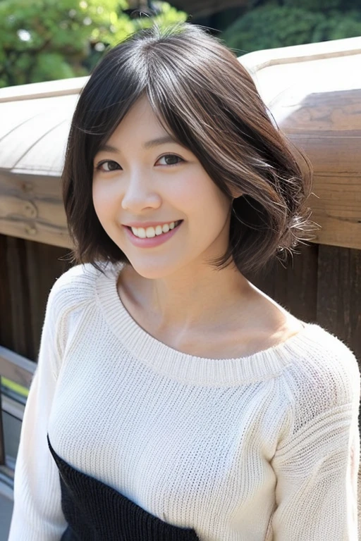 (Highly realistic photos, High resolution, detailed face, fine eyes), ((Taken in front of a white wall))、japanese woman, 40 years old, Variety of facial expressions, alone:1, slim figure, different hairstyles, casual clothes, Only one person appears in the photo、long sleeve dress、Shot in natural light、simple necklace、Spring clothes、Don't look at the camera、profile、Dark brown hair color、bob hair