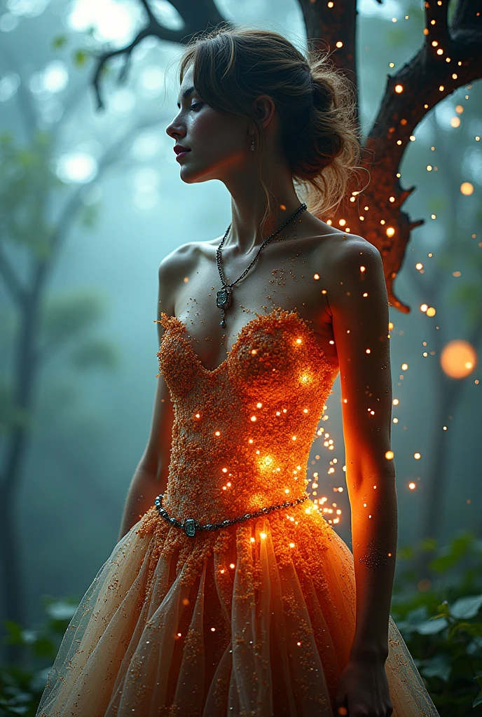 sexy full body photo of the most beautiful work of art in the world, illustration, cinematic light, fancy, high resolution, high qualiy, ultra detalhada, best qualityer, Masterpiece artwork, (face detailed), Sexy mature Amy Adams wears a full body dress (torn open) (transparent galaxy) cloth coat, floating cloth, choker, bright forest plants (fancy do submundo mais antigo) with neon details, open shoulders, small bright butterfly, Hair Jewelry, usando um chapéu de bruxa torn open, (focus on the body: 1.25), natta, small mutant animals in the background, ripped miniskirt, a potion on the hip, shoulder pads emitting magical energy, camel toe, tenebrosa, light reflection