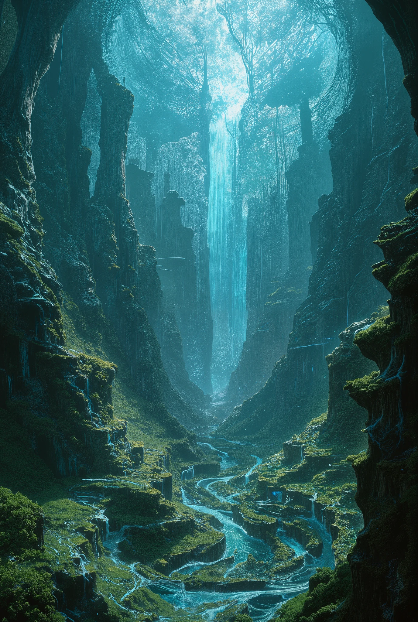 , (8k, top quality, Masterpiece , Final Fantasy Style: 1.2), ( realistic , photo realistic : 1.37), super detailed, ,Dreamy,A surreal mixed fantasy world,Combination of realistic and fantastical elements , magical effects , Sky, universe, Spaces Covered with Clear Ceilings , ひび割れたSky, Maze , 魔女の魔法でガラスのSkyが割れる