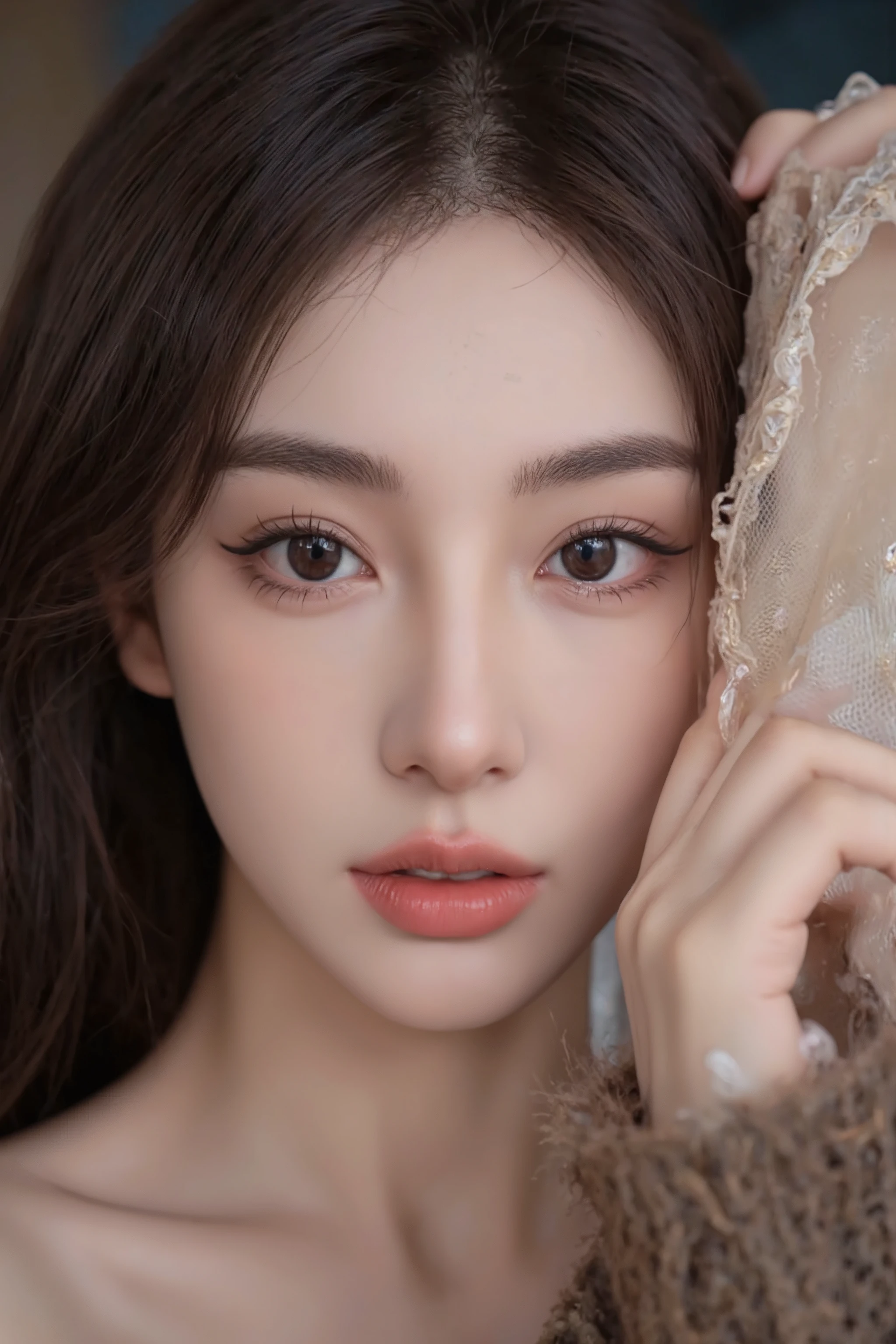 BEST QUALITY, masterpiece, super high res,(realisticlying:1.4),1 girl,A pair of pure apricot eyes, watching the audience, sexy highlights ,whole body