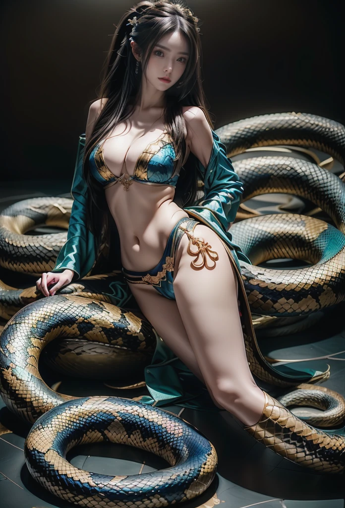 (masterpiece, best quality, best quality, beautiful and aesthetic), Very cute girl, Solo, (Girl entangled in tentacles), Very detailed, Highest detail, 8k photo, Girl entangled in tentacles, Bikini armor, Bright smile, Brown hair, Ponytail, Blue eyes, Fantasy,