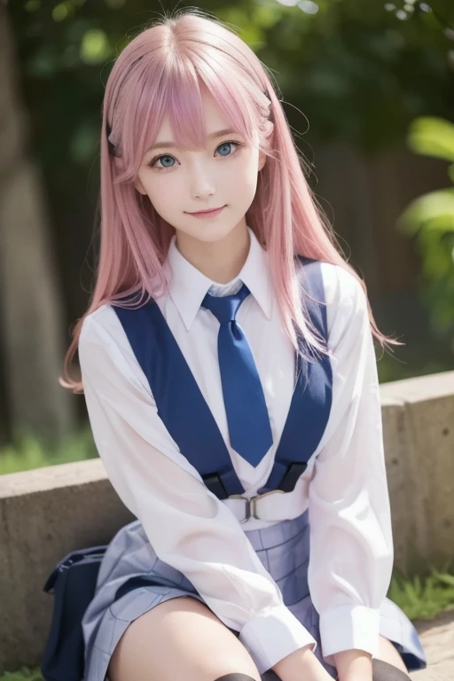Girl Pink Hair Cute Clean Beautiful Girl Twin Tails Uniform
