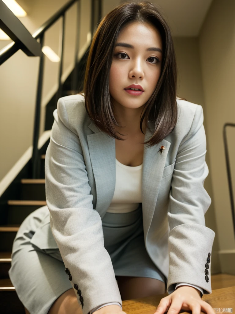 ((short cut hair))、Ulchan-6500-v1.1, (Raw photo:1.2), (realistic:1.4), beautiful detailed girl, very detailed eyes and face, beautiful and fine eyes, That&#39;s ridiculous, incredibly ridiculous., huge file size, very detailed, High resolution, very detailed, highest quality,  ((Japanese girls&#39; high school uniform)), figure, very detailed, wonderful, small details, highest quality, very detailed8k壁紙, light shines on your face, cinematic lighting, 1 girl, 16 years old, (camel toe), (I&#39;m sitting on a chair with my legs open:1.5), (pubic hair)