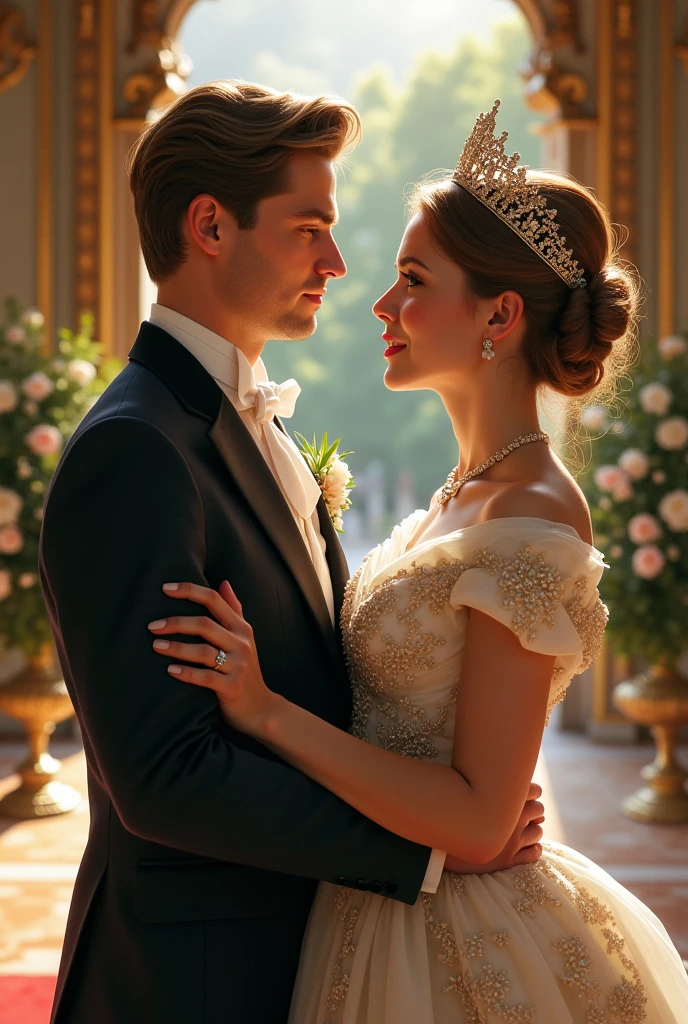 masterpiece, 最high quality, high quality, Highly detailed CG Unity 8k wallpaper, A happy couple、Emperor Constantine the Great of Rome, eternal love with Minervina, scenes of happy lovers, warm and strong embraces, bliss of love, excitement, lyrical, heartfelt, dramatic, romantic, beautiful white garments, golden belts, high vibrations, pure love, the splendor of Greece and Rome, the light of heavenly Jerusalem, washing of the soul, purification of the heart, healing of the body, joy, happiness of love, heartfelt smiles, the happiness of forgiveness, gratitude, thankfulness, praying for everyone for love, redemption, forgiveness, healing, and tranquility. These are events on Earth. Everyone is happily spending time in their own heavens. Also, friendly and pleasant relationships, sacred atmosphere, paradise of greenery and flowers, heaven, blessings and protection, beautiful, shining, ultra-high quality, ultra-high resolution, ultra-fine, ultra-beautiful, masterpiece.
