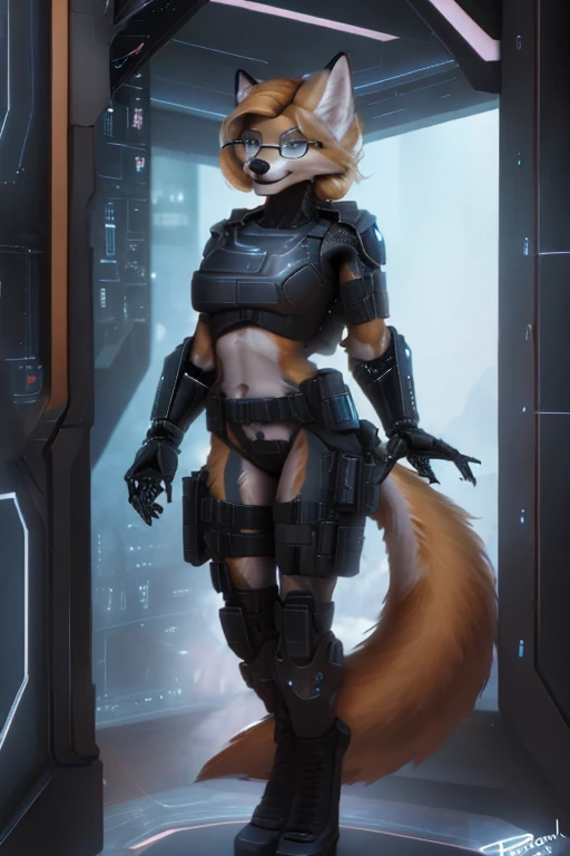 female Rocket Raccoon from Marvel, big breasts, frontal, full-length, looking at the camera, facing the audience, standing pose, technological background, three-dimensional light, detailed full-body concept, sleek digital concept art, beautiful full-body concept art, art trend, CGsociety full-length,