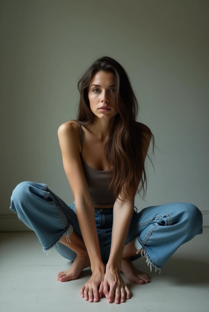 20years old brunette with brown eyes, looking at viever complexion