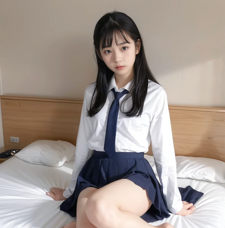 high school student、Girl、Long Black Hair、masturbation behavior、Masturbating、M-shaped legs、No underwear