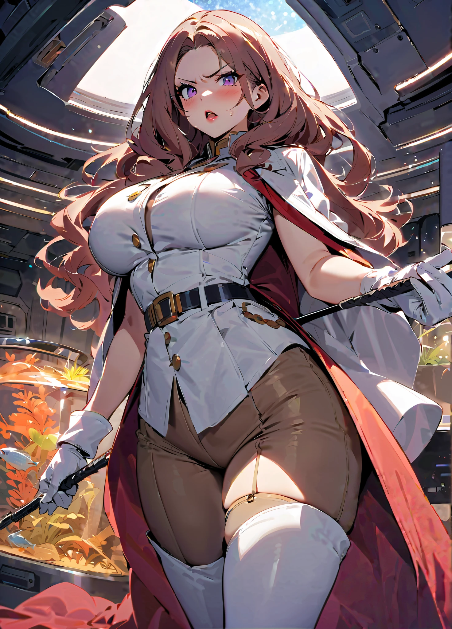 pregnant battle bunny miss Fortune, fancy tight white dress, red hair, cleavage, wants to have sex with me