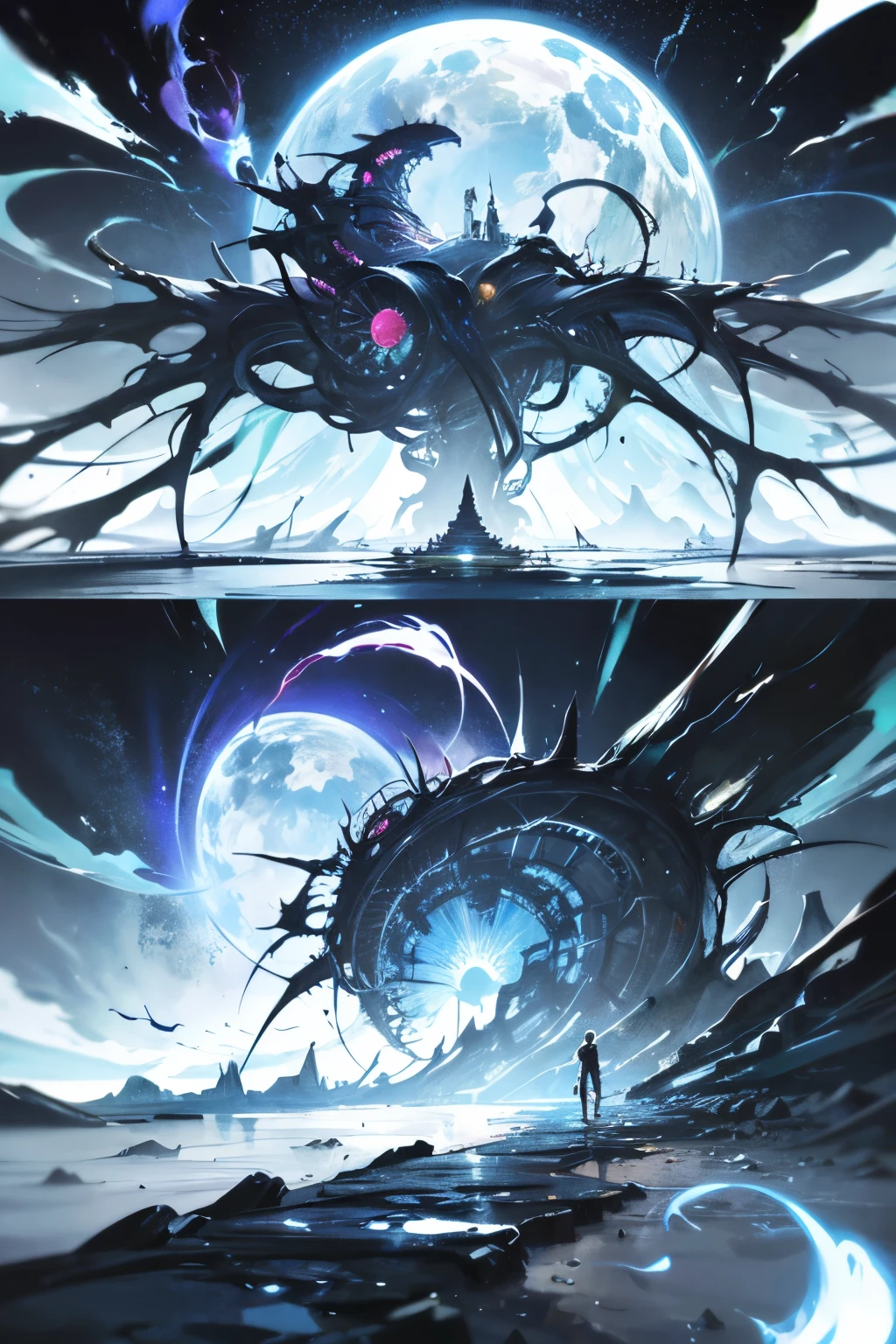 Big blue sky with cracks 、 distorted S-shaped zipper opening in the center of the crack、 countless huge glowing eyes on the other side of the zipper 、 surreal、 Movie-like lighting 、 Dramatic Atmosphere 、complicatedな詳細、 Award-winning Digital Art 、 surreal、Impressive composition、 very detailed on trends、Cinematic、 photorealistic、 Digital Painting、 more details、 Sharp focus 、 bright color、 physical based rendering 、masterpiece、8k、 Movie-like lighting 、Ethereal、 like another world 、complicated、Imaginative、Science Fiction、Conceptual、 enchantment、 Awe-inspiring 、、 Extremely Detailed、 compelling storytelling 、Atmospheric scenery、 enchantmentなビジュアル、complicatedな詳細、A dreamlike world、 fantasy 、 Digital Painting、 Concept Art