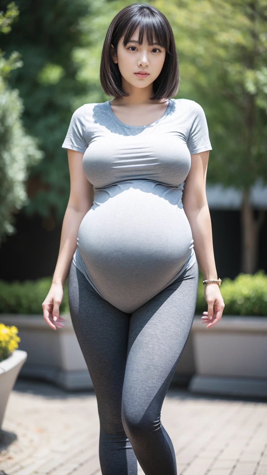 a beauti,slightly fat big breasts,plumw, huge pregnant, 40 weeks pregnant, pregnant triplets,Raised sexy,Loose-fit sports shorts,Thick legs,camisole,long hair braid,Black glasses frame,Take a walk in the park,natta,k hd,A high resolution