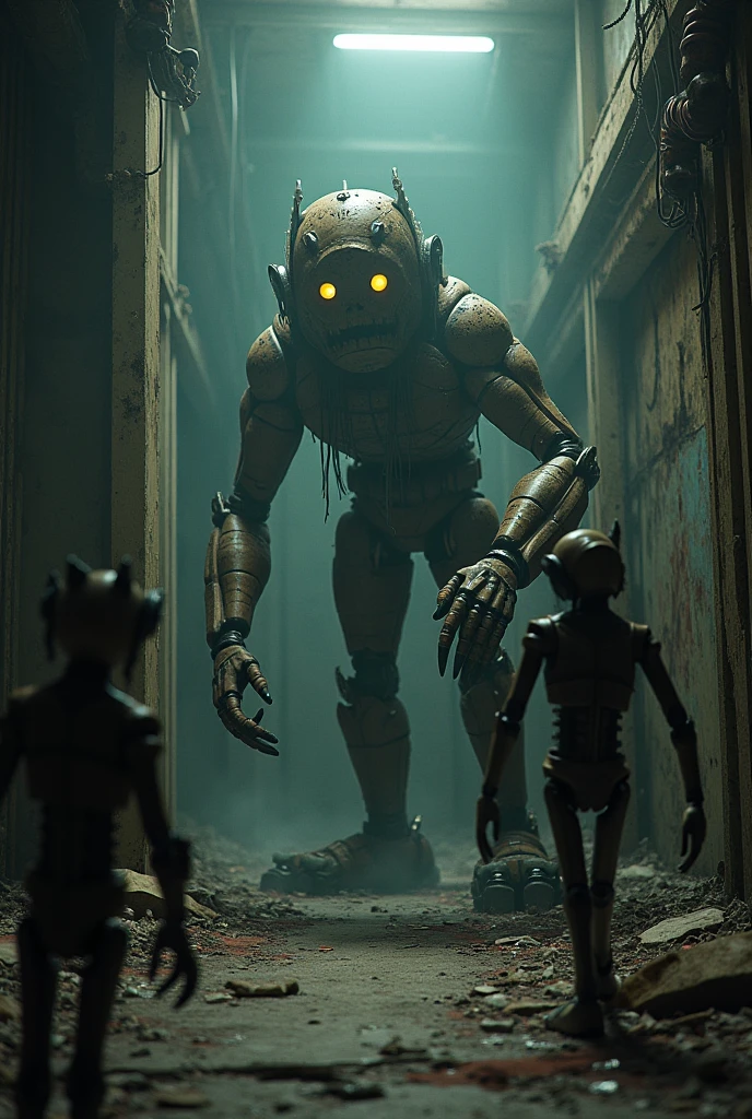 Abandoned place with scary animal animatronics 