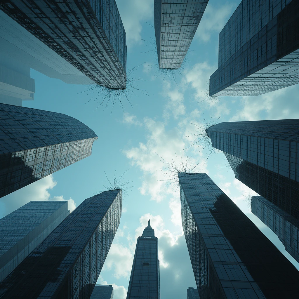 8k,((masterpiece:1.2)), (super detailed, RAW color photo:1.2), (best quality:1.2), Incredibly absurd high resolution, very aesthetic, Absurdity, (Anatomically accurate depiction:1.3), masterpiece digital art, (BREAK Beautiful attention to detail), trending art station, official art, wide shot, from below the sky, background/(There are countless cracks in the sky that seem to have broken glass, (terribly cracked sky:1.5), doom day, eschatology/), detailed background