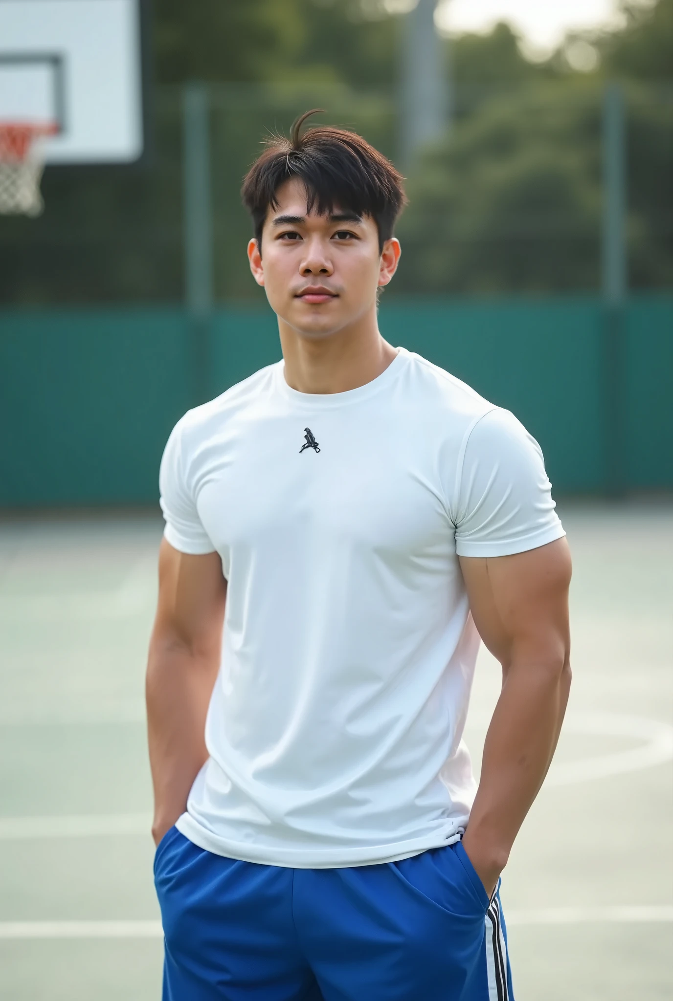 (best quality, 4K, 8K, high resolution, Masterpiece: 1.2), Special details, (realistically, As realistic as a photo, photo realistic: 1.37), Edge lighting, Extra detailed coloring, sharp focus, Physical rendering ,Extremely detailed description,professional,light color,Bokeh,Portrait,look at the viewer,
Young Asian man, 20 years old ,(Wear a white t-shirt)
