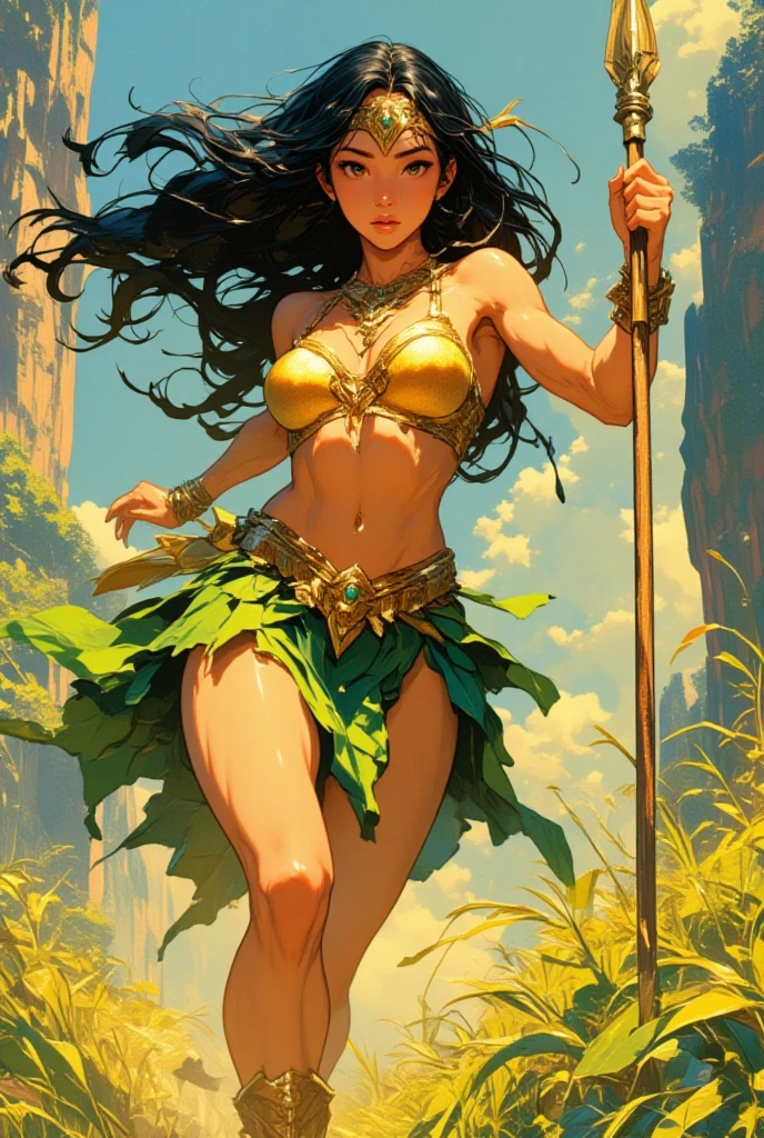 In the spirit of Planet of Apes, a masterpiece, hyper-detailed, image of a young (20 years old) Nude Woman modeled on Maisie Williams, Nude, with long unkept hair, physically fit body, perfect face with perfect eyes, running in terror through a lush temperate forest during the late evening hour