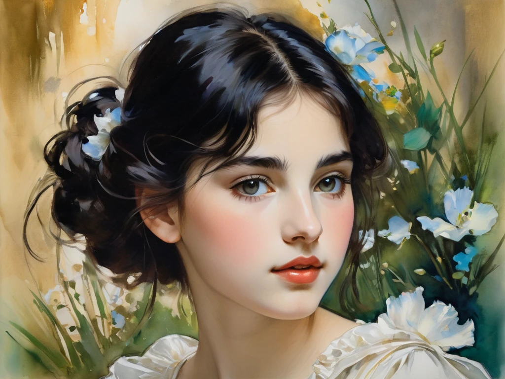 A painting by Albert Lynch, Ruan Jia, Gaston Bussiere, Alexandre Cabanel, Daniel F. Gerhartz, Jules Bastien-Lepage, Pierre Auguste Cot, Sophie Anderson, Jeremy Lipking, Thomas Lawrence, Bouguereau, Carle Van Loo, Jules Joseph Lefebvre, Roberto Ferri, 'aesthetically pleasing', exquisite, polished, refined, sophisticated, tasteful, harmonious, well-proportioned, well-formed, well-arranged, smooth, proportional