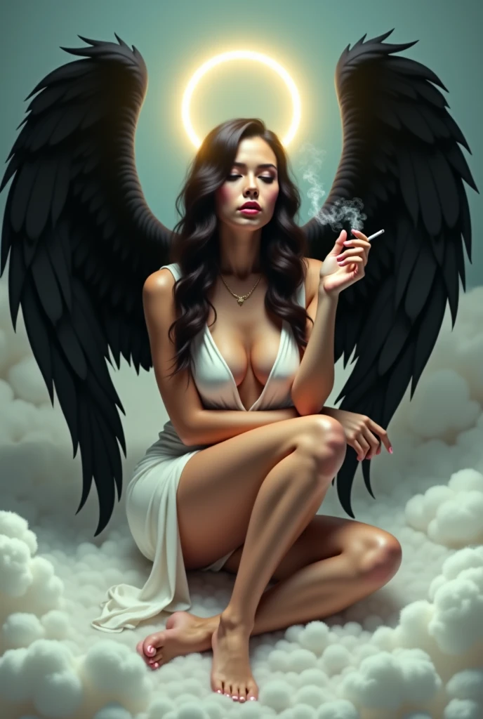 1 elegant woman smoking cigar, detailed facial features, beautiful eyes, long eyelashes, detailed lips, chiaroscuro lighting, oil painting, dramatic lighting, rich colors, cinematic, elegant pose, moody atmosphere, photorealistic, (best quality,4k,8k,highres,masterpiece:1.2),ultra-detailed,(realistic,photorealistic,photo-realistic:1.37)