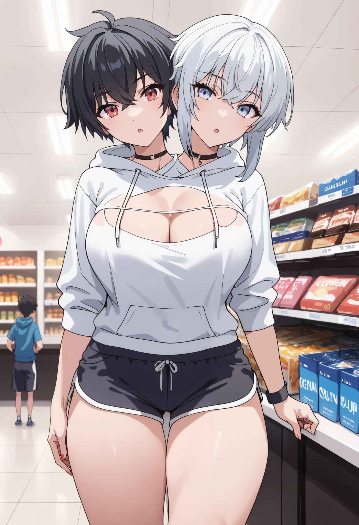 ((Highest quality)), ((masterpiece)), (detailed), One girl, Estrus,Big Tits,Easy birth type,
Pink eyes,White Hair,Short Bob,Shaggy hair,
Black swimsuit,Thigh-high socks,Sweating profusely,Water Drop,Sigh,
Storage room,