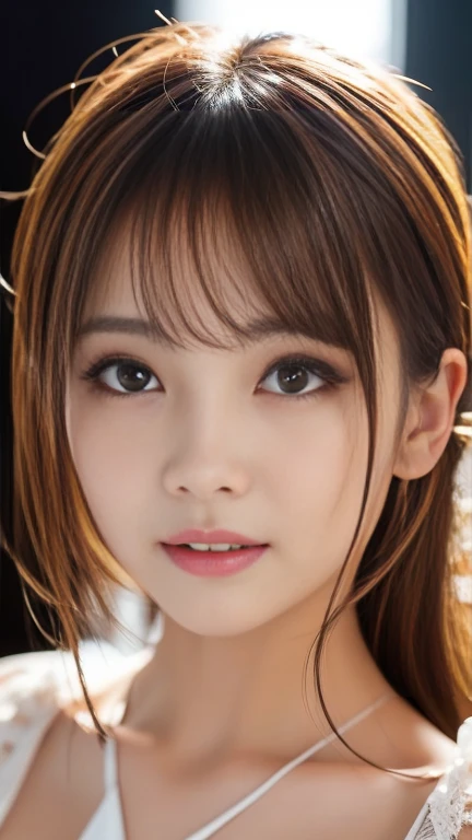 (Ultra Realistic), (Illustration), (High Resolution), (8K), (Very Detailed), (Best Illustration), (Beautiful and Detailed Eyes), (Best Quality), (Ultra Detailed), (Masterpiece), (Wallpaper), (Detailed Face), Solo, One Girl, Viewer, Fine Detail, Detailed Face, In the Dark, Deep Shadows, Low Key, pureerosfaceace_v1, Smile, Long Hair, 46-point oblique bangs, full body, showing legs, blonde god