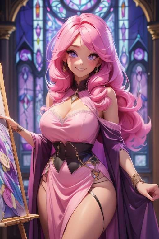 a close up of a woman with colorful hair and a necklace, anime girl with cosmic hair, rossdraws pastel vibrant, artwork in the style of guweiz, fantasy art style, colorful]”, vibrant fantasy style, rossdraws cartoon vibrant, cosmic and colorful, guweiz, colorfull digital fantasy art, stunning art style, beautiful anime style