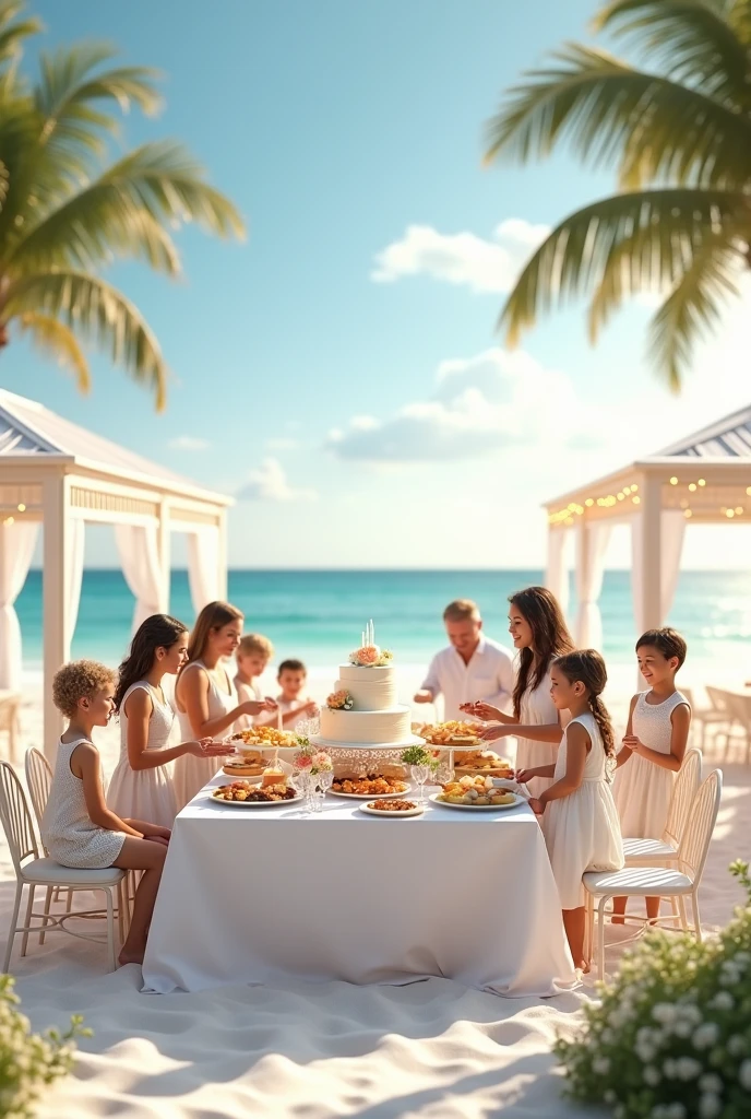 Group of girls in black and white dress on a beach celebrating birthday with Coco decoration