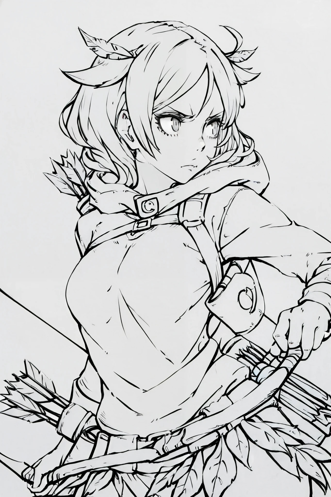 score_9, score_8_up, score_7_up, score_6_up, score_5_up, score_4_up,
BREAK
(masterpiece: 1.0), best quality, perfect anatomy, perfect composition, perfection,
BREAK
line-art, lineart, monchrome, greyscale, masterpiece. kdm style, no color
BREAK
1girl, huntress, holding bow, hair flaps, round eyes, leaf top, leaf skirt, arrow quiver, feather in hair, slender, graceful, defverned eyelashes