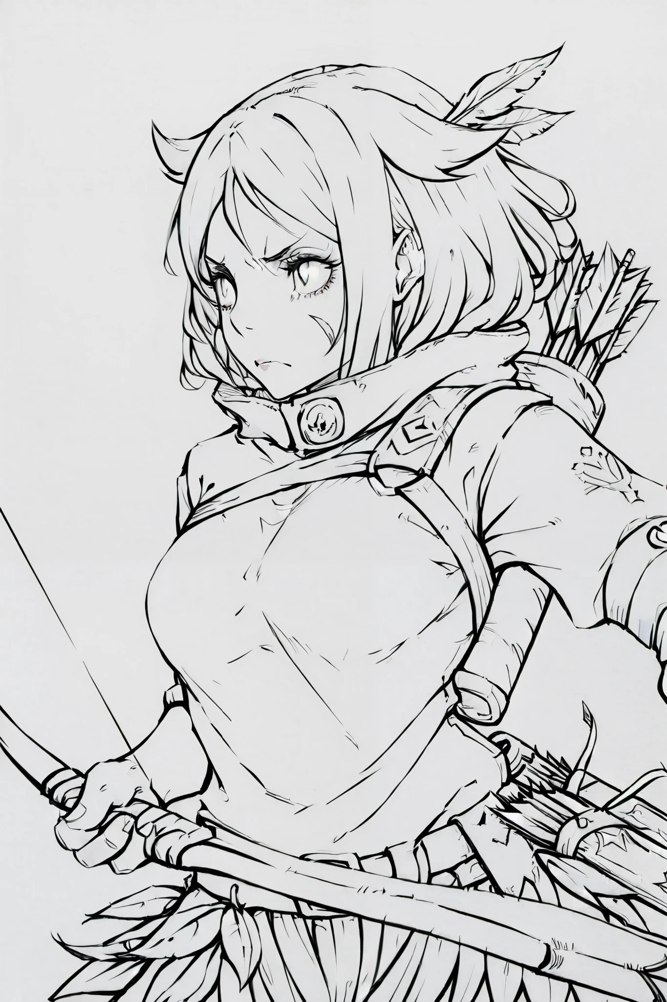 score_9, score_8_up, score_7_up, score_6_up, score_5_up, score_4_up,
BREAK
(masterpiece: 1.0), best quality, perfect anatomy, perfect composition, perfection,
BREAK
line-art, lineart, monchrome, greyscale, masterpiece. kdm style, no color
BREAK
1girl, huntress, holding bow, hair flaps, round eyes, leaf top, leaf skirt, arrow quiver, feather in hair, slender, graceful, defverned eyelashes