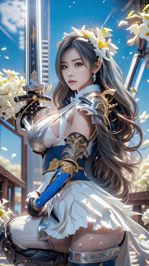 (RAW image quality:1.4), (NSFW), ((1 female:1.4)), one personで, 16 years old, 7 head and body, (cute face), (Beautiful shining blue eyes:1.4), (ideal body proportions), (An android with a mechanized left leg and left arm.:1.4), (platinum metal machinery), length , chest fantasy, cleavage, big breasts, (Underboo Boo:1.4), magic effect, ((Small armor:1.4)), (((Exposed raw skin:1.4))), (Costumes that dig into the crotch), (pubic hair), (has a big sword:1.4), , strong wind, My clothes are transparent, Wet, short hair, black hair, , thin, small ass, beautiful feet, thin脚, surrealism, cinematic lighting, written boundary depth, one person'point of view, f/1.8, 135mm, nffsw, battle pose, table top, Accurate, ((anatomically correct)), rough skin, Super detailed, advanced details, high quality, award-winning, 最high quality, High resolution, 8k