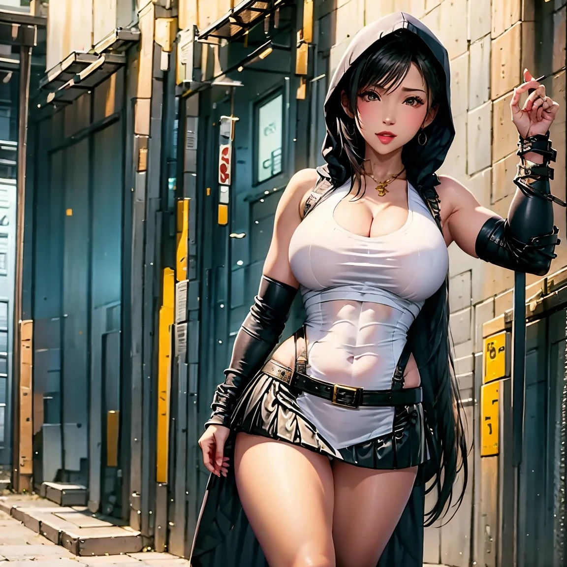 ((Best quality)), ((masterpiece)), (highly detailed:1.3), 3D, beautiful (cyberpunk:1.3), hacker woman with thick black and purple voluminous hair operating a computer terminal, legs spread wide open, spread crotch, (nsfw:1.3),(sexy:1.6),(sheer panties:1.8),(long breasts:1.2),(crop top:1.4),(cleavage:1.4),(open top:1.6),(hard nipples:1.2),(puffy pussy:1.6),(jkpussywedgie, fat_pussy, slip_pussy),(athletic),(abbs),(belly button) from below, low angle camera view, focus dslr effect, depth field.