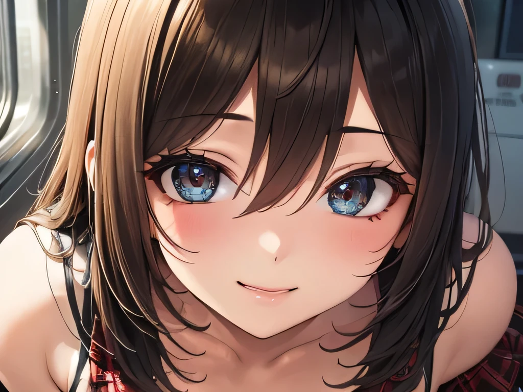 smile、night、 Original photo、((( The Ultimate Stunning Portrait)))、(( shiny skin))、 1 girl、Beautiful girl from Prague、Bright expression、(( brown hair on one woman))、(Breast Cleft)、( flared skirt:1.5)、(( Big eyes that shine like jewels))、 Open Cardigan、 take off your clothes 、 pantyhose penetrated by train、 glossy glossy skin、( Medium Hair)、( silky ponytail hair )、 eyeliner、Beautiful Bangs、 hair between eyes 、((masterpiece、最 High Quality 、 super detailed 、 film light 、 Intricate Details 、 high resolution、、 very detailed on trends))、 Sensation 、8 hours、 dslr、Soft light、 High Quality 、 FILM GRAIN、 Fujifilm xt3 、 shallow depth of field、 natural soft light 、Kamimei、Ample Bust、(((( paizuri ))))