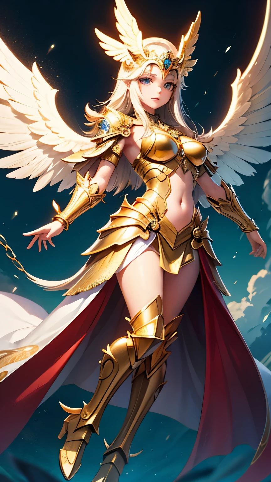 best quality)), ((masterpiece)), (detailed), Top quality、Top image quality、masterpiece,Perfect body, Exquisite and detailed facial features,,Full body shot,A woman in a golden costume with wings,Bikini, Angel Gold Armor, majestic angel, angel knight girl, Final Fantasy Tactics Characters, mystical atlantean valkyrie, Mysterious Valkyrie, Blazing Angel, Maple Leaf Story Character Art, With blazing golden wings, Golden Wings, April renderings, Mysterious Valkyrie, A woman in a golden costume with wings的特写, Best Bust、Optimal waist-hip ratio,Best Body Golden Ratio Concept Art Inspired by PwC, Baroque, Angel Gold Armor, majestic angel, angel knight girl, Final Fantasy Tactics Characters, mystical atlantean valkyrie, Mysterious Valkyrie, Blazing Angel, Maple Leaf Story Character Art, With blazing golden wings, Golden Wings, Battle with orcs,Photographic lenses,Ultra wide-angle lens,First person,