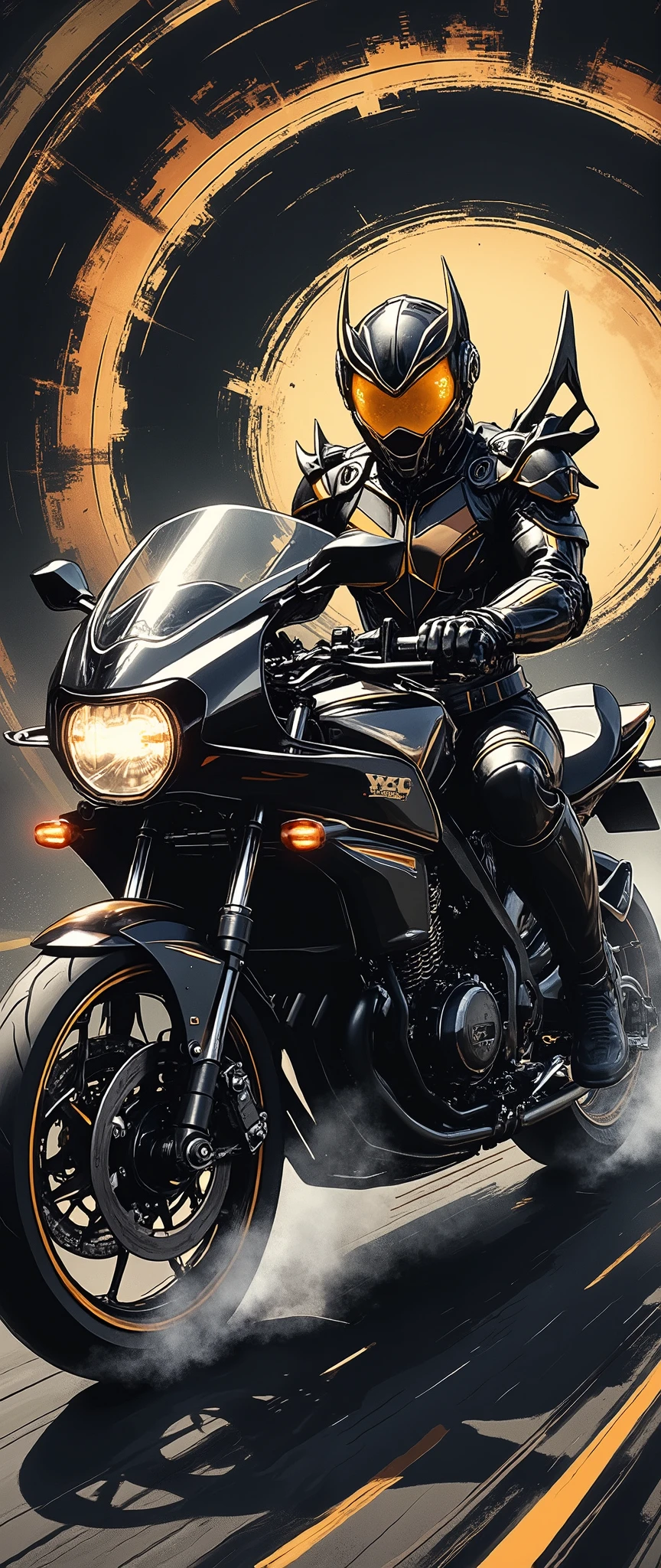 (Masterpiece,8k,16k,wallpaper),( Best Illustrations ),( ray tracing ),(SF:2.0),( cyberpunk:2.0),( Kamen Rider riding a motorcycle :2.0),( Kamen Rider with Japanese Runaway Tribe as a motif:2.0),( cyberpunkな暴走族風のバイク),( expresses super speed of light with beautiful white lines of light :2.0),( The background is a wormhole :2.0),( visual effect :2.0,),( MOTION BLUR :2.0)