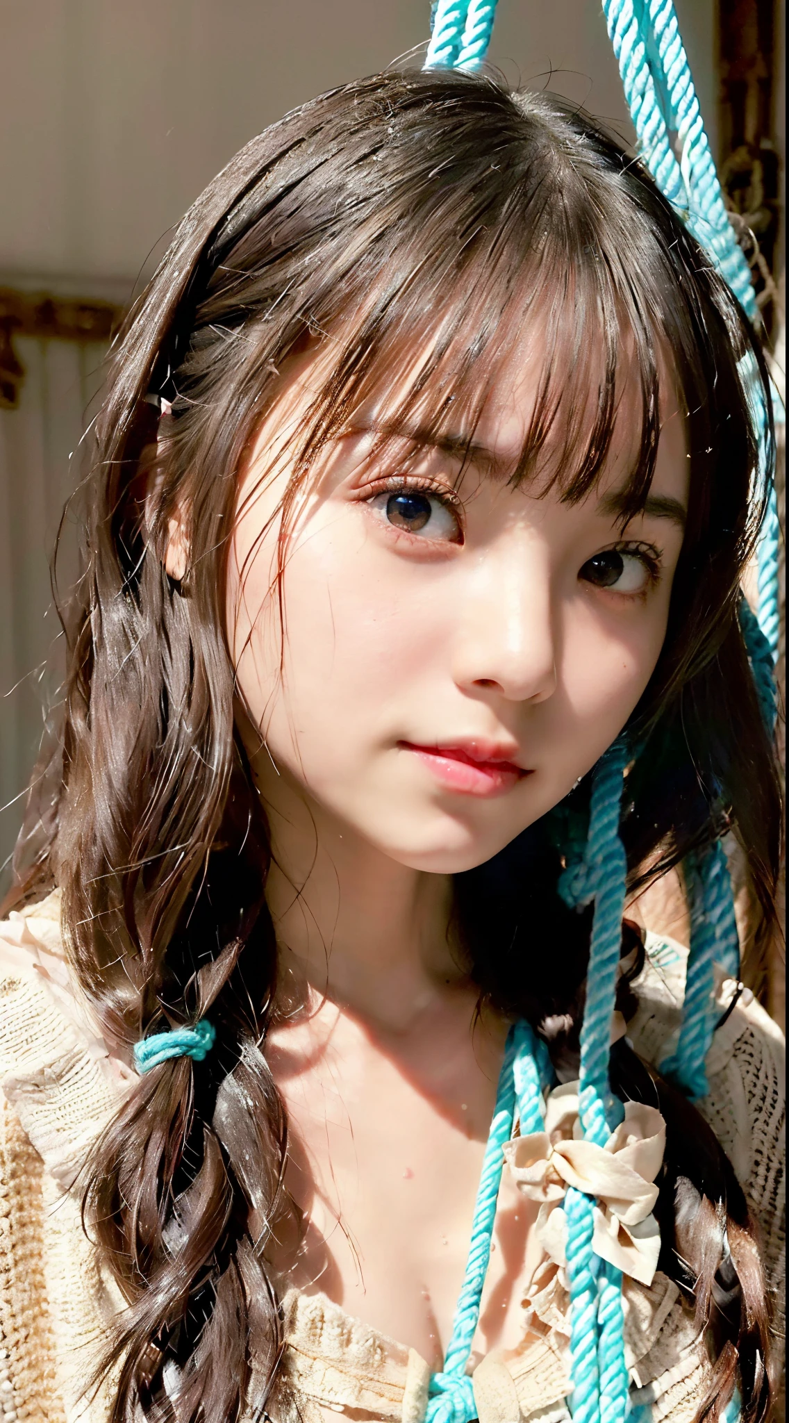 Highest quality, masterpiece, Ultra-high resolution,8k, (Realistic:1.6),((I'm showing my teeth and smiling)) (Close-up portrait:1.4) RAW Photos,((Uniqlo bra top and pleated mini skirt)),((Nipples seem to be visible)),((Full body photo)),1 person,Omotesando,A slim 26-year-old adult woman,((Braided twin tails)),((New Era Cap)),((Looking up at the audience)),Face Focus:1.4,((Photographed from above with a fisheye lens:1.4)),