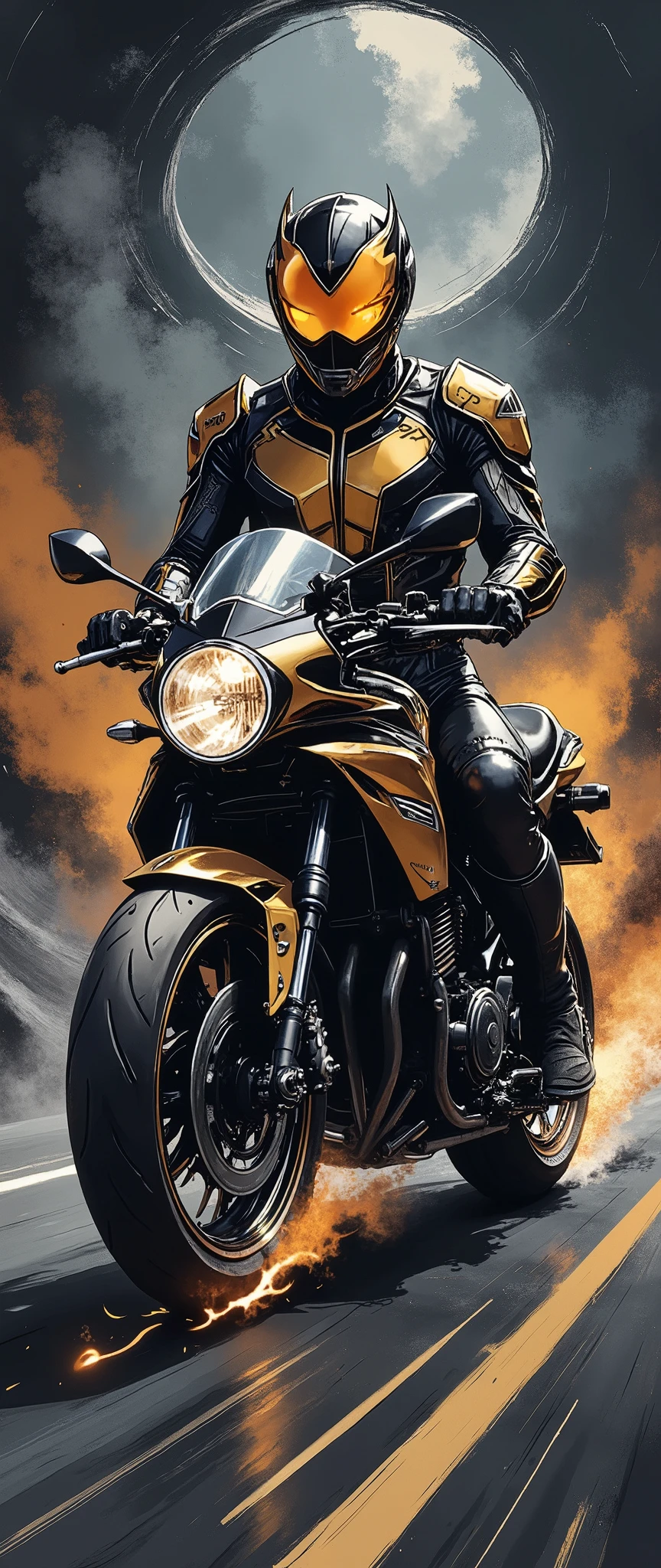 (Masterpiece,8k,16k,wallpaper),( Best Illustrations ),( ray tracing ),(SF:2.0),( cyberpunk:2.0),( Kamen Rider riding a motorcycle :2.0),( Kamen Rider with Japanese Runaway Tribe as a motif:2.0),( cyberpunkな暴走族風のバイク),( expresses super speed of light with beautiful white lines of light :2.0),( The background is a wormhole :2.0),( visual effect :2.0,),( MOTION BLUR :2.0)