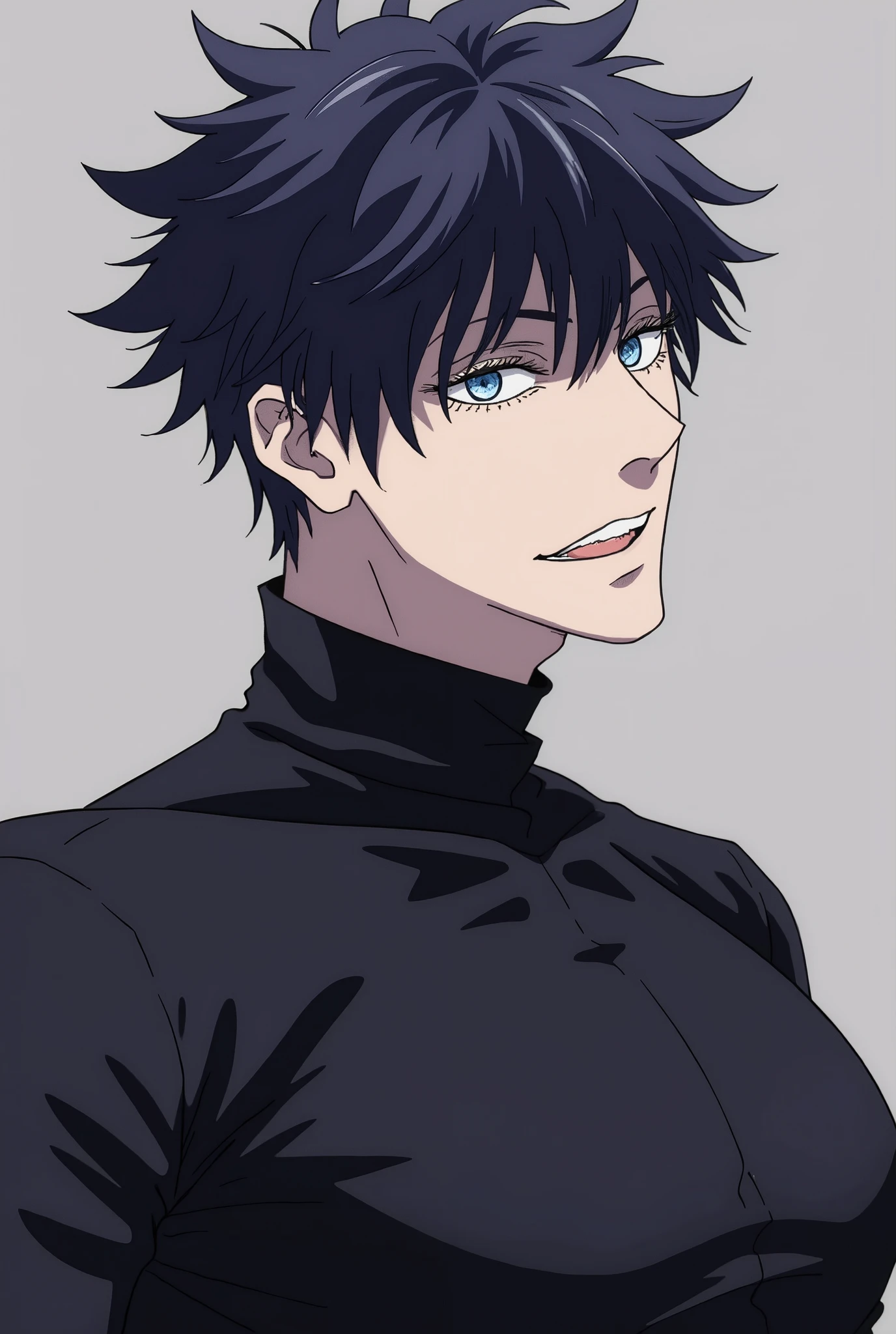 Man,black hair, spiky hair, blue eyes, compression shirt
