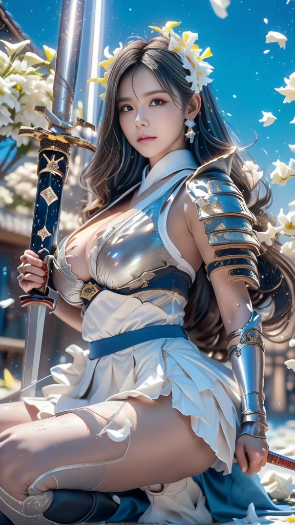 masterpiece, best quality, landscape photo, blissful, excited, cute, beautiful, full body shot, closeup shot, DQ3 female cleric, huge breasts, side boob, detailed armor, holding a staff, serene expression, long flowing hair, fantasy setting, highly detailed, vibrant colors, perfect face, perfect body, ultra detail and beautiful eyes, cute, cutesy, #ベースモデル (worst quality, low quality, bad anatomy, deformed, blurry, ugly, error,ugly face,bad face, disconnected_limbs, inaccurate limb)