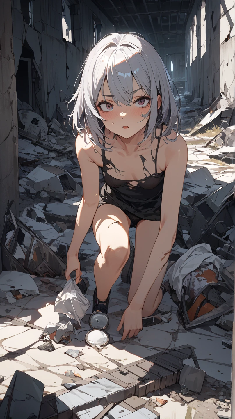 (Highest quality, 4K, 8k, High resolution, masterpiece:1.2), Very detailed, Picturesque, Animated Photography, Photo Animation:1.37)、Browsing Caution、Japanese schoolgirl.Completely naked、Injury、destruction、(((Amputee)))、((Bloody bandage:1.5))