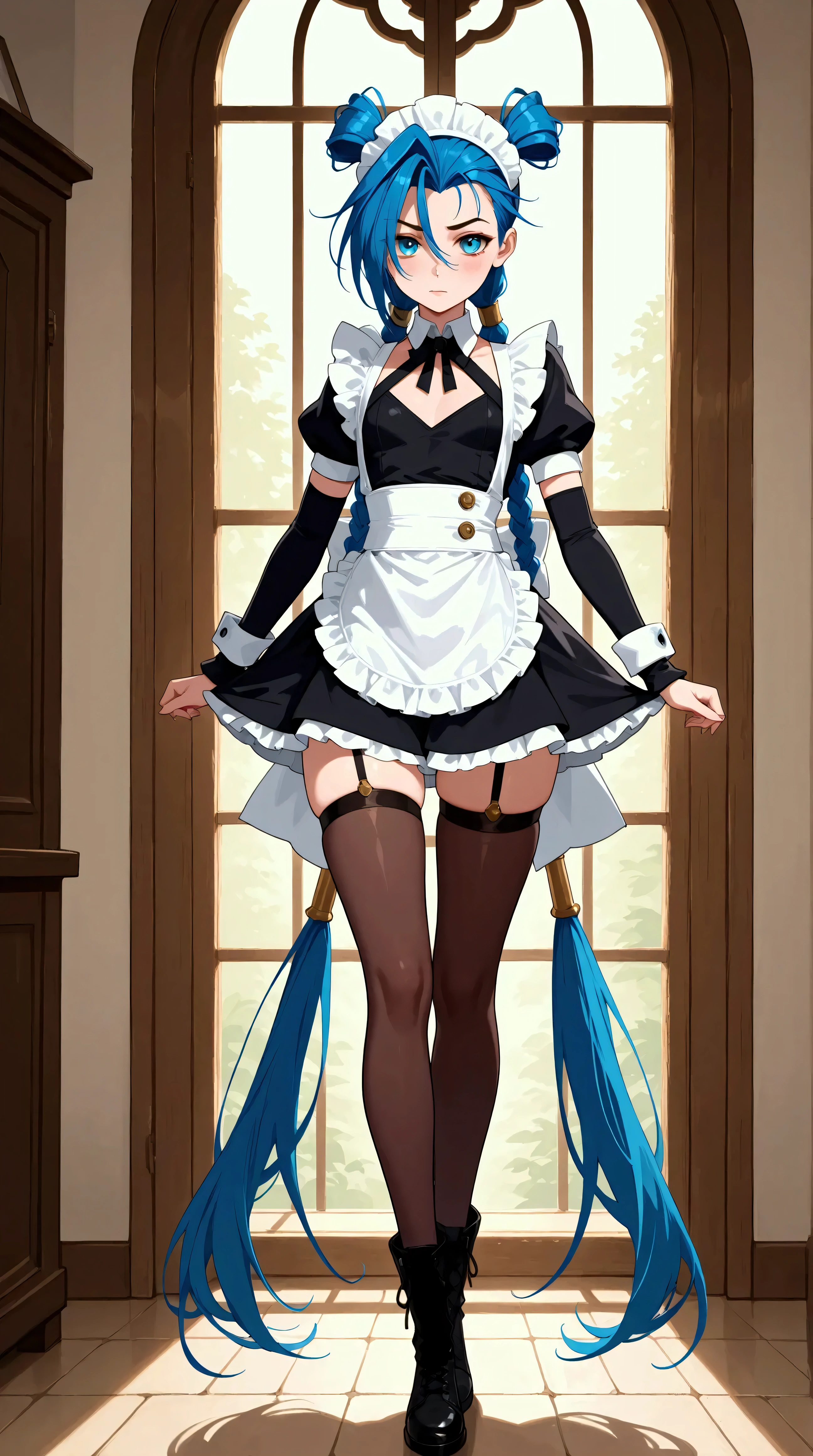 Felix argyle, dakimakura, high heel boots, long hair, black latex dress, cat girl, Best quality, masterpiece