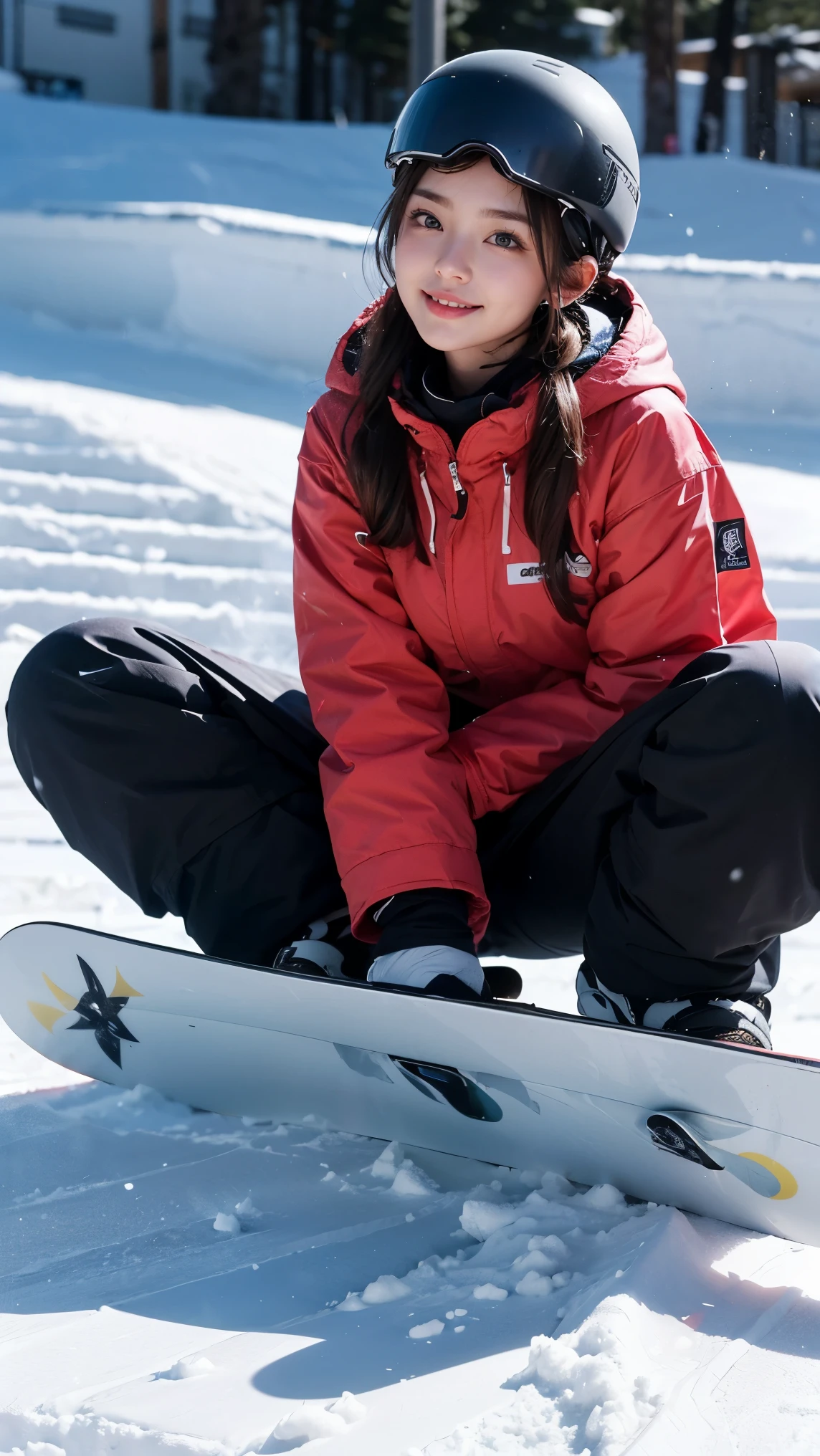 ai_kase, (Famous ski slopes in the snowy mountains:1.3), (She is a snowboarder who glides down the slopes with style.:1.3), (She is wearing White-based hooded ski-wear with red stripes), (A beautiful Japanese girl:1.3), (masterpiece:1.3), masterworks, authentic texture, perfect work, Highly detailed CG Unity 16k wallpaper, high resolution, super high quality, ((artists work)), (photorealism:1.2), Very fine details, elegant, Soft natural light, exquisite features, (She is Japanese idol), beautiful face, attractive, beautiful hair, (Medium hair:1.3), (swept bang:1.1), (Ultra-high resolution eye:1.1), light makeup, red lips, Plump lips shiny skin, smooth skin, (well-shaped breasts),BREAK,(She is wearing snowboard wear:1.3),BREAK, (snowboard wear-pants:1.3), break,(snowboard:1.2), (ski goggles), (move:1.3), snow mountain, (Upper-body shot:1.1), (gentle smile like a goddess), (Charming smile:1.1), (lovely smile), break, ((Perfectly shaped fingers with precise contours)), raw footage, (from front shot), (Standing position:1.3),(close-up:1.1),((Enjoys snowboarding:1.1)),((Snowboarding down the slopes)),(Speeding down the slopes in style),((Ride a snowboard:1.3))