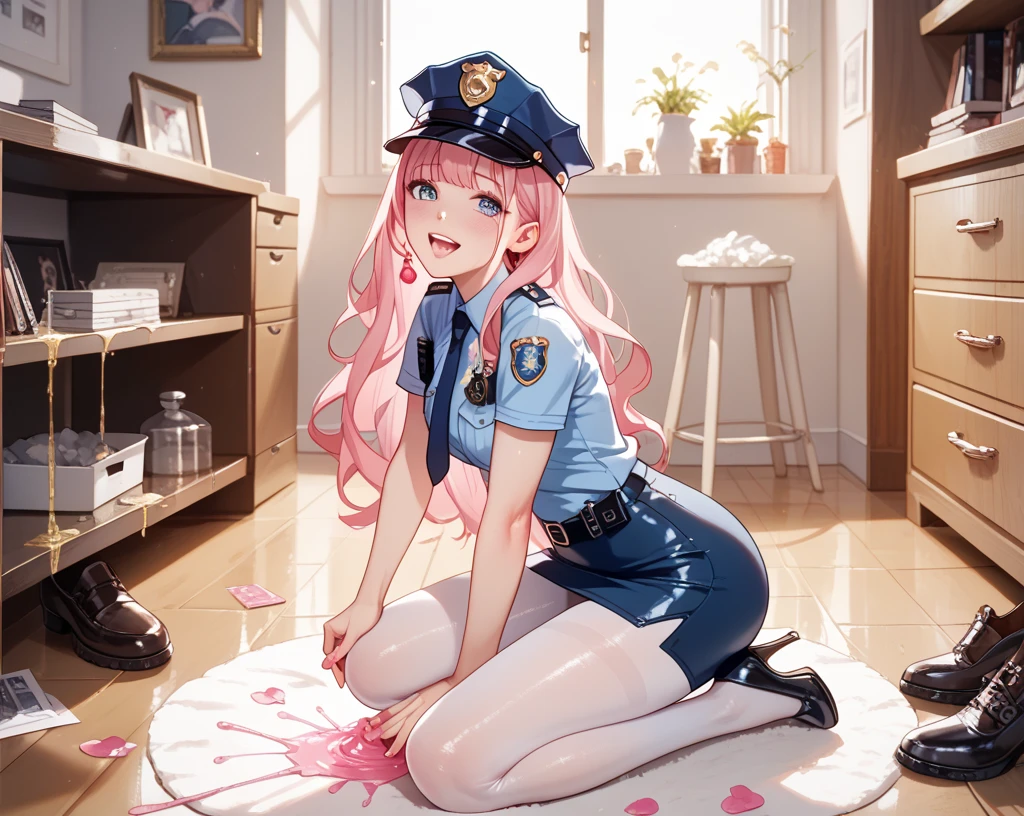 1 female president , High resolution , long pink hair, ZZ cup , Full Face Red , in the room , kneeling in a small hole injects a large amount of white love liquid , squirts white love on dress police officer , Spits out white love liquid
On skin-tone pantyhose, white love liquid ,More spray ,long legs