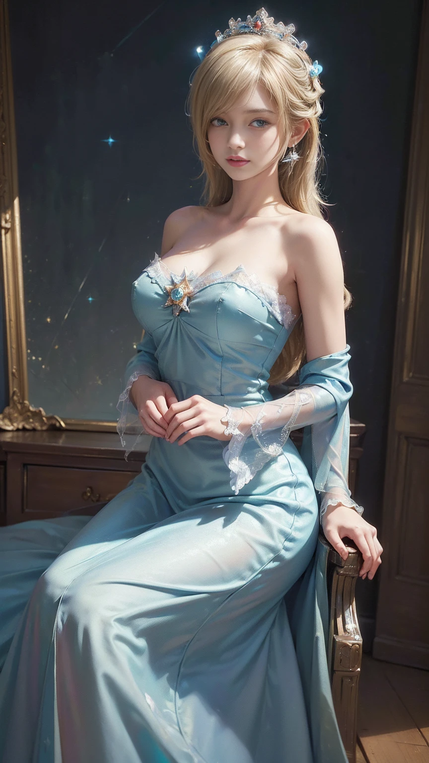 a photography, HD,, photo, woman, beautiful dress ornate, mdjrny-v5, style portrait of a gorgeous blond female in the style of stefan kostic, realistic, half body shot, sharp focus, 8 k high definition, insanely detailed, intricate, elegant, art by stanley lau and artgerm, extreme blur flames background, Princess girl with wing, Blue, Pastel, glitter, dramatic, dreamy, pastel, Watercolor, Whimsical, Delicate, seashell crown, Trending on Artstation, Highly detailed, Intricate, Portrait, digital painting, Fantasy theme, Fantasy robes, Fantasy concept art, Fantasy character art, Smug, age girl, perfect body, full body, dreamy, pastel, Watercolor, Whimsical, Delicate, seashell crown masterpiece, 8k, perfect lighting, , adult, female, cowboy shot, looking at viewer, cinematic lighting, Fawn