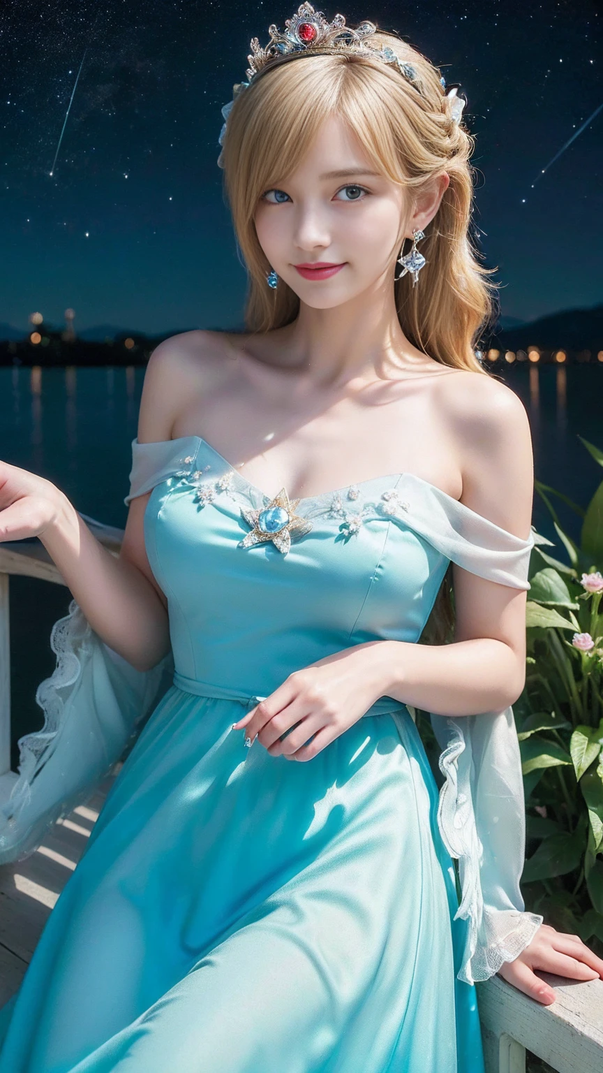 a photography, HD,, photo, woman, beautiful dress ornate, mdjrny-v5, style portrait of a gorgeous blond female in the style of stefan kostic, realistic, half body shot, sharp focus, 8 k high definition, insanely detailed, intricate, elegant, art by stanley lau and artgerm, extreme blur flames background, Princess girl with wing, Blue, Pastel, glitter, dramatic, dreamy, pastel, Watercolor, Whimsical, Delicate, seashell crown, Trending on Artstation, Highly detailed, Intricate, Portrait, digital painting, Fantasy theme, Fantasy robes, Fantasy concept art, Fantasy character art, Smug, Teenage girl, perfect body, full body, dreamy, pastel, Watercolor, Whimsical, Delicate, seashell crown masterpiece, 8k, perfect lighting, , adult, female, cowboy shot, looking at viewer, cinematic lighting, Fawn