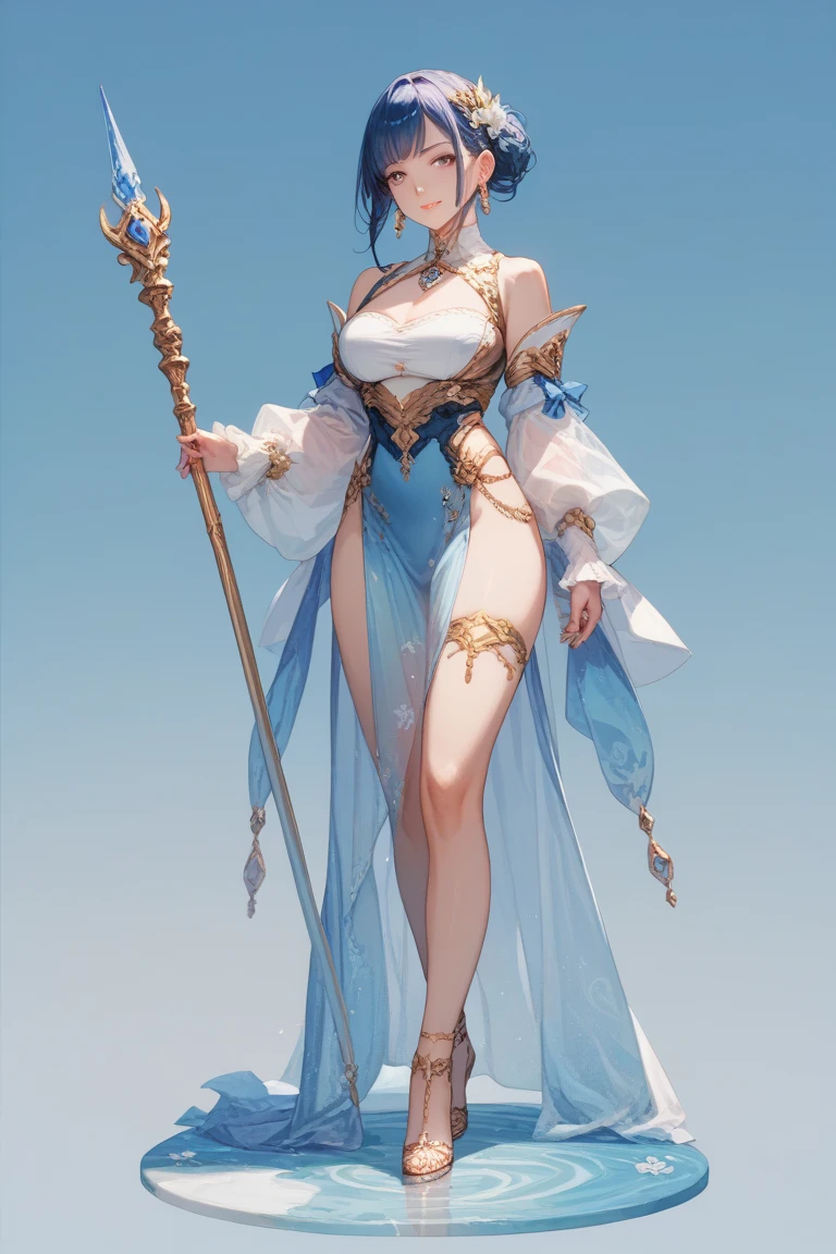 (masterpiece, best quality:1.2), 1 girl, solo, full body, (anthropomorphic Neptune:1.2), simple background