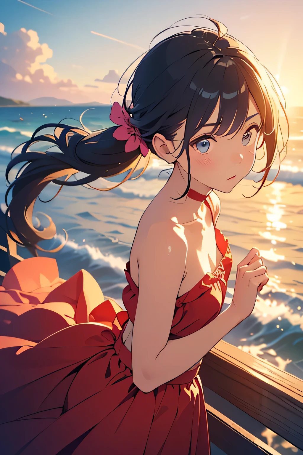  best quality 、 high resolution、( HD:1.2)、masterpiece、 detailed background、( beautiful face down to the smallest detail:1.4)、 detailed face、 detailed expressions 、( detailed eyes:1.2)、 anatomically correct、(Draw the usual number of fingers:1.4)、 beautiful woman in her 20s 、( big size:1.3)、 perfect body line、 creates a unique mood and emotion 、 under a cloudy sky 、A cold wind blows 、 there is silence around 、 A moment unfolds as if time has stopped 、

( Wear natural wavy hair in the wind or unobtrusively put it together in a low ponytail :1.5)、
 Simple and soft impression style that enhances her inner world while being in harmony with nature {x} listens to the sound of waves without showing emotion while tracing small seashells in her hand with her fingers while remembering distant memories、 long skirt 々As if depicting the ephemerality of 、 Gentle waves wet the sandy beach and hang the hair on the shoulders Woman looking at the horizon while swaying in the wind 、 Not only prevents cold winds but also creates a soft silhouette when worn over the shoulder 、 gentle and elegant style 、 Very Beautiful 