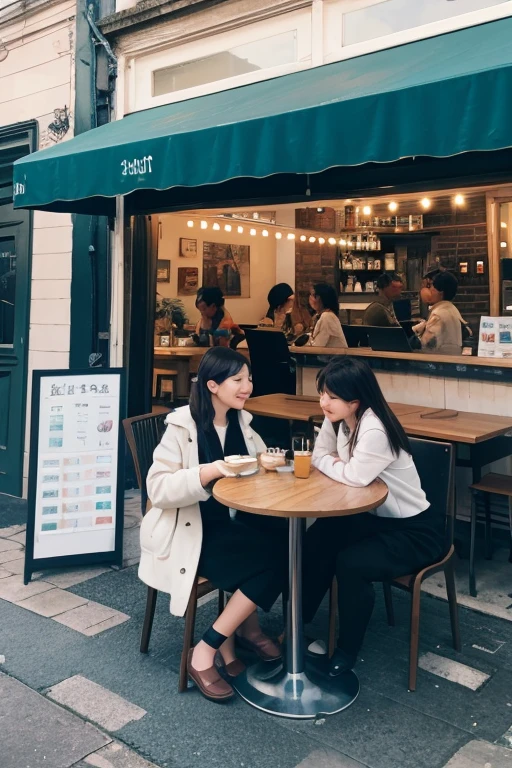 Foreign women、sitting in a cafe