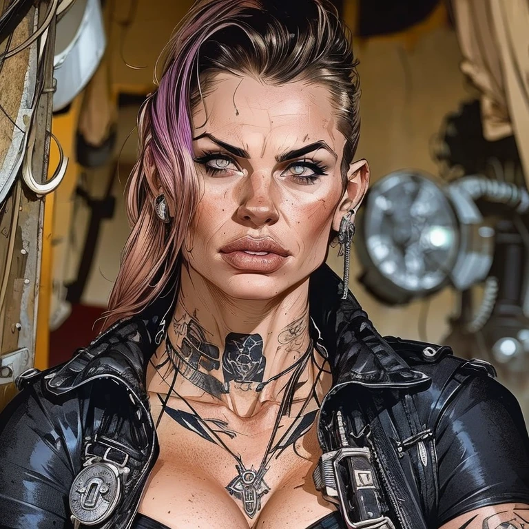 a poster of a woman with a necklace and a necklace on her neck, in style of stanislav vovchuk, martin ansin, by Bencho Obreshkov, comic book cover visual style, official artwork, soviet style cyberpunk, butcher billy style, inspired by Nikolai Yaroshenko, martin ansin artwork portrait, comic book cover style, comic book cover