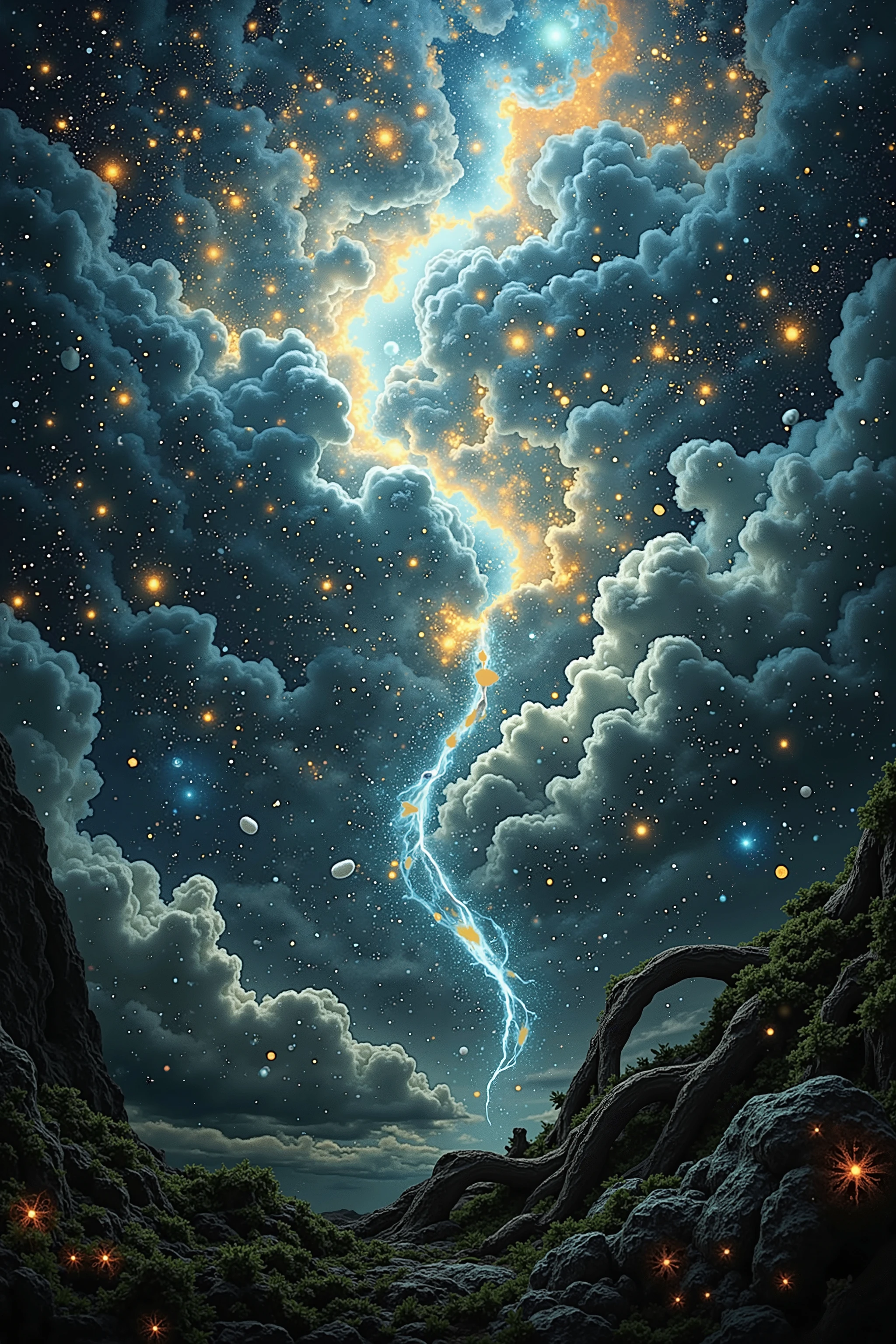 ((Masterpiece in maximum 16K resolution):1.6),((soft_color_photograpy:)1.5), ((Ultra-Detailed):1.4),((Movie-like still images and dynamic angles):1.3),((Wide cinematic lens):1.1). | ((Wide Cinematic shot of a crack in the sky):1.2), ((sky filled with flower petals and leaves):1.1), ((magical sky):1.3), (wide cinematic lens), (tyndall effect), (cloud and thunder), (disaster atmosphere), (shimmer), (visual experience) ,(Realism), (Realistic),award-winning graphics, dark shot, film grain, extremely detailed, Digital Art, rtx, Unreal Engine, scene concept anti glare effect, All captured with sharp focus. | Rendered in ultra-high definition with UHD and retina quality, this masterpiece ensures anatomical correctness and textured skin with super detail. With a focus on high quality and accuracy, this award-winning portrayal captures every nuance in stunning 16k resolution, immersing viewers in its lifelike depiction. | ((perfect_composition, perfect_design, perfect_layout, perfect_detail, ultra_detailed)), ((enhance_all, fix_everything)), More Detail, Enhance.