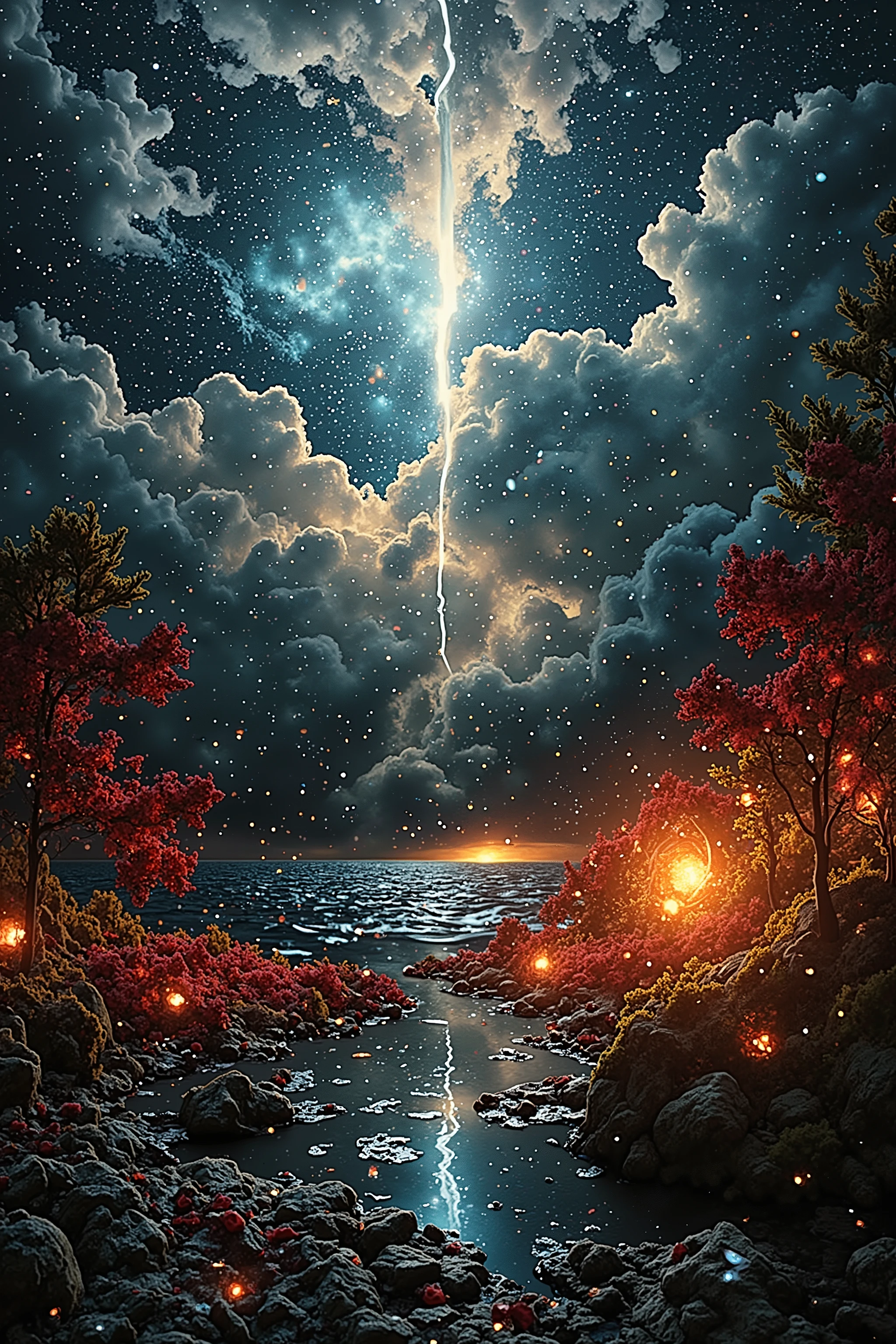 ((Masterpiece in maximum 16K resolution):1.6),((soft_color_photograpy:)1.5), ((Ultra-Detailed):1.4),((Movie-like still images and dynamic angles):1.3),((Wide cinematic lens):1.1). | ((Wide Cinematic shot of a crack in the sky):1.2), ((sky filled with flower petals and leaves):1.1), ((magical sky):1.3), (wide cinematic lens), (tyndall effect), (cloud and thunder), (disaster atmosphere), (shimmer), (visual experience) ,(Realism), (Realistic),award-winning graphics, dark shot, film grain, extremely detailed, Digital Art, rtx, Unreal Engine, scene concept anti glare effect, All captured with sharp focus. | Rendered in ultra-high definition with UHD and retina quality, this masterpiece ensures anatomical correctness and textured skin with super detail. With a focus on high quality and accuracy, this award-winning portrayal captures every nuance in stunning 16k resolution, immersing viewers in its lifelike depiction. | ((perfect_composition, perfect_design, perfect_layout, perfect_detail, ultra_detailed)), ((enhance_all, fix_everything)), More Detail, Enhance.